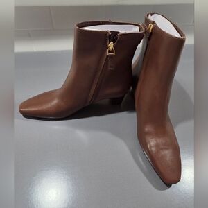 Womens Ralph Lauren Mahogany Brown Heeled Ankle Boot